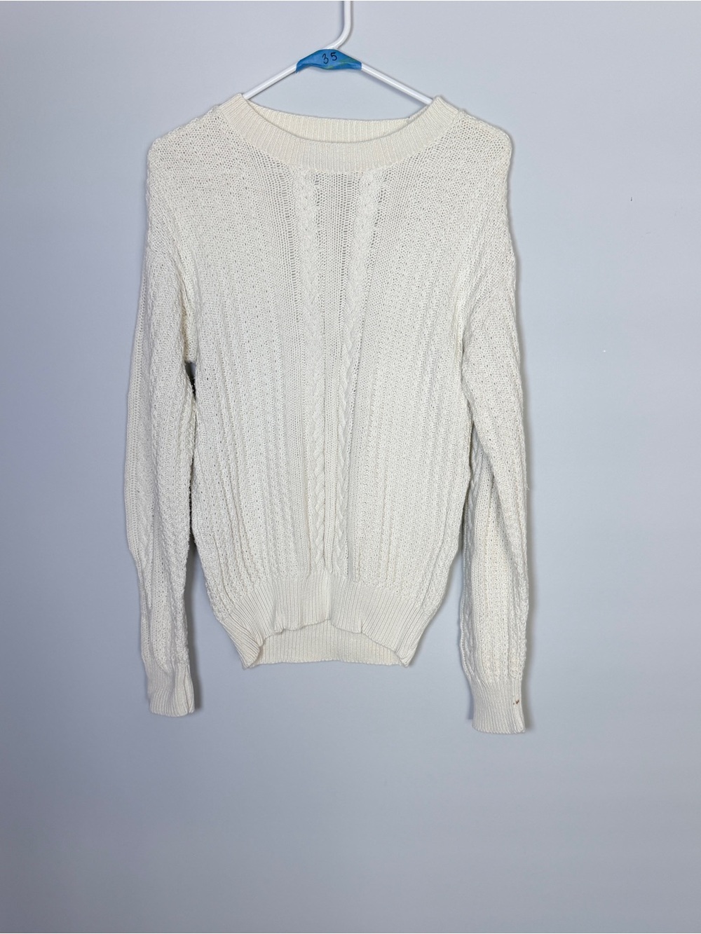 Vintage Newcastle Knits Cream Cable Sweater USA Made Sz S